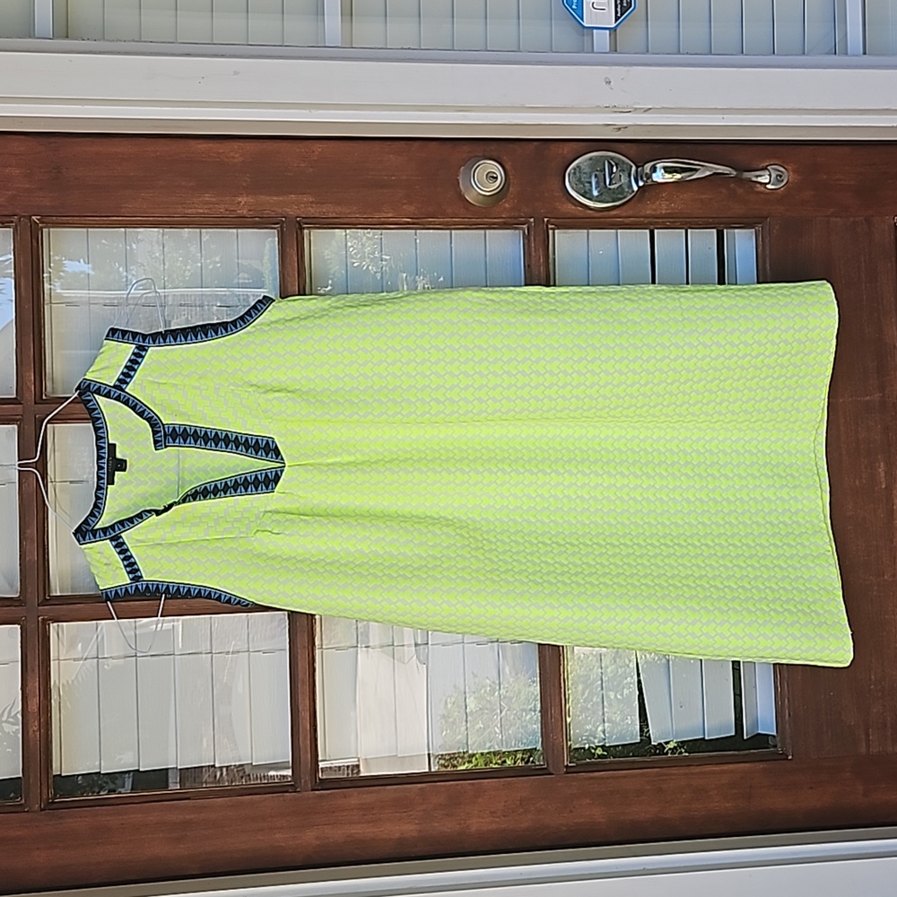 J. Crew Neon yellow Geometric Pattern Shift Dress - Picture 4 of 7